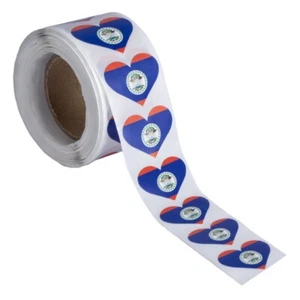 Belize Flag Heart Stickers * 500 Per Roll (1" x 1" - 25mm) - Picture 1 of 1