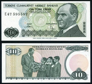 Turkey 10 lira 1979 President Kemal Ataturk & Children P193 (2) Serial UV UNC - Picture 1 of 9