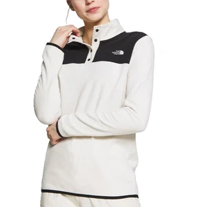 THE NORTH FACE TKA Glacier Snap Colorblock Fleece Pullover Shirt Beige/Black M - Picture 1 of 5