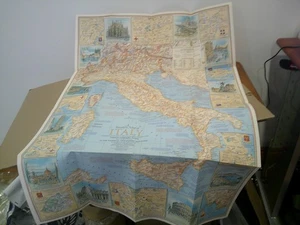 VTG! 1970 Traveler's Map of ITALY National Geographic Map Poster Guide - Picture 1 of 3