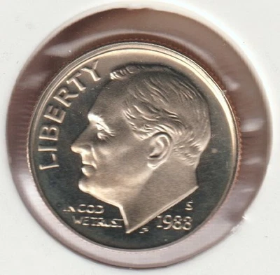 Rare US Roosevelt Dime 1988s Frosty Mirror Picked From Proof Set Collection Coin - Image 1 of 2