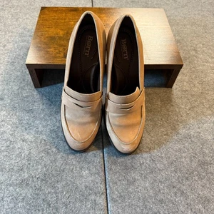 Born Holliston KHELD23 Womens 8M Penny Loafer Natural Leather Slip-On Block Heel - Picture 1 of 8