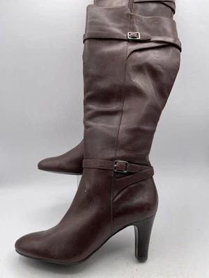 Lauren Ralph Lauren Sabeen колена женщин Sz 5.5B коричневый кожаный внутри молнии - Изображение 1 из 4