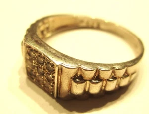 ANILLO SELLO PLATA ESTERLINA 9 PIEDRAS BRILLANTES CIRCONITAS CÚBICAS PARA HOMBRE X - Imagen 1 de 2