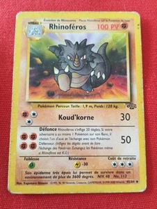 RHINOFEROS 45/64 PV100 JUNGLE EDITION 2 WIZARDS CARTE POKEMON FR RARE - Imagen 1 de 2