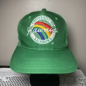 Vintage University of Hawaii Rainbows Hat Snapback Cap 80s 90s Manoa Circle Logo - Picture 1 of 11