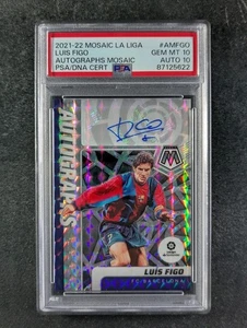 2021-22 Panini Mosaic La Liga LUIS FIGO Auto Prizm FC Barcelona #AM-FGO PSA 10 - Picture 1 of 3