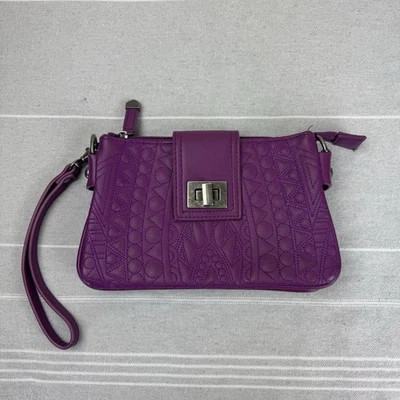 Cato Quilted Faux Leather Wristlet Clutch Crossbody Handbag Purple - Image 1 of 4