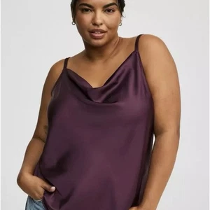 TORRID neues Satin Wasserfallausschnitt Camisole Winetasting rot Übergröße 1X Tank Neu mit Etikett - Bild 1 von 14