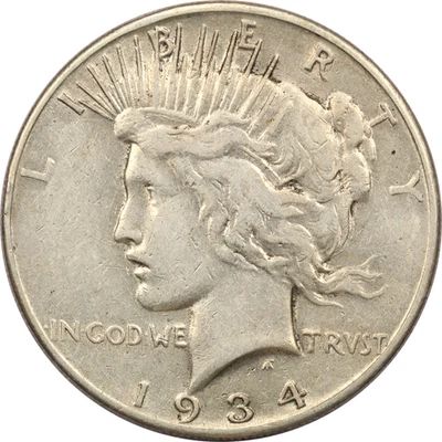 Dólar de plata Peace 1934-S $1, extremadamente fino XF Foto 1 de 2