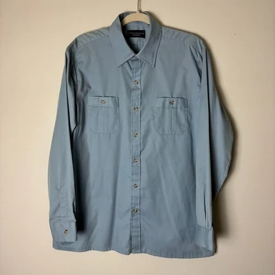 Vintage JC Penney Sportswear Shirt Men's Large Blue Gabardino Button Up Pockets - Image 1 of 4