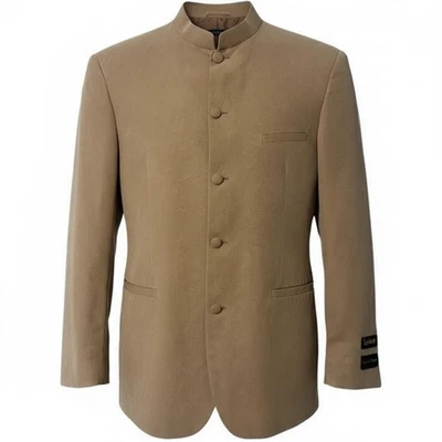 Gianni Vironi Mandarin Collar Super 100's 100% Fine Polyester Men's Blazer - Image 1 of 4