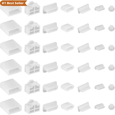 Cubiertas de puerto USB 50 PIEZAS - Tapones antipolvo de silicona para varios conectores (blanco) Foto 1 de 4