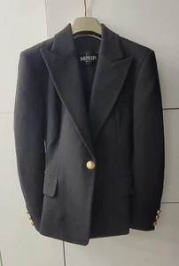 BALMAIN Black Wool one-button wool blazer Sz.38 - Picture 1 of 9