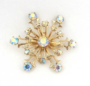 Vintage Sputnik Anstecknadel Brosche AB Strass & Fleur de Lis - Mid Century Modern  - Bild 1 von 5