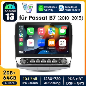 Android13 Carplay Autoradio SWC Für VW Passat B7 10-2015 GPS Navi BT WIFI 2+64GB - Bild 1 von 19