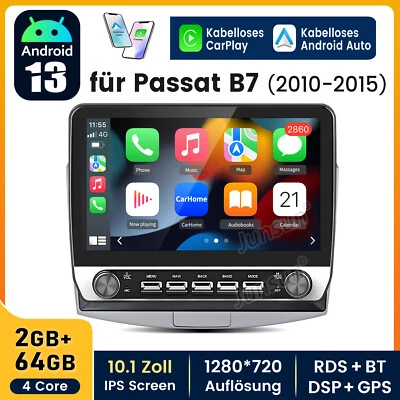 Android14 Carplay Autoradio SWC Für VW Passat B7 10-2015 GPS Navi BT WIFI 2+64GB - Bild 1 von 4