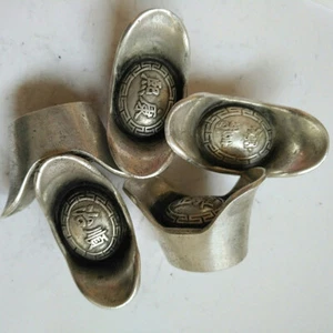 Chinesische Qing-Dynastie Yuanbao Ingot antike Sammlung Bar Wohnkultur Geschenk Metall - Bild 1 von 3
