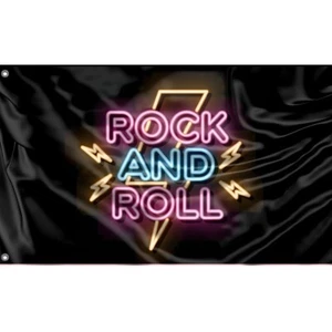 Rock And Roll Flag, Unique Design, 3x5 Ft / 90x150cm size, EU Made - Picture 1 of 4