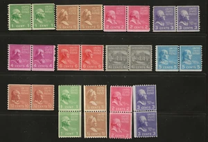 US Scott #839-#851 set coppia Prexies Joint Line come nuovo mai incernierato 1939 og f/vf - Foto 1 di 2