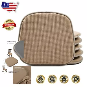 Elegant Indoor Chair Pads Set of 6 | Non-Slip Plush Cushions 15x16 Inches - Picture 1 of 9