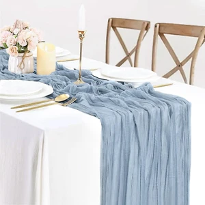 Dusty Blue Cheesecloth Table Runner, 10Ft Boho Gauze Cheese Cloth Table Runner R - Picture 1 of 12