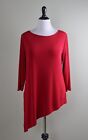 CHICO'S Travelers NWT $79 Sierra Asymmetric Sultry Red Top Size 3 US XL