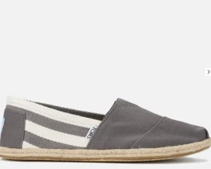 TOMS Classic University Dark Grey Stripe Canvas Men's Slip-Ons Size 9 New in Box - Picture 1 of 5