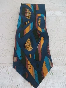 COOGI AUSTRALIA TIE Silk Hand Made BEAUTY Teal Blue Green Tans Golds NECKWARE - Picture 1 of 2