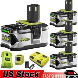 For Ryobi P108 18V ONE Plus Battery LITHIUM-ION 8.0Ah High Capacity +Charger - Picture 1 of 18