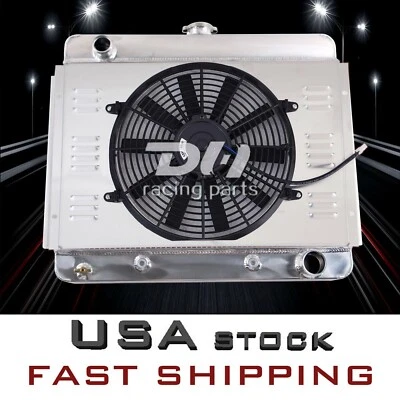 Radiador de aluminio de 4 filas + cubierta + ventilador para Chevrolet Nova Chevy II V8 1962-1967 Foto 1 de 4