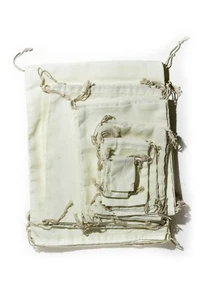 6 x 10 Premium Reusable Cotton Muslin Double Drawstring Bags, Multipurpose Bags - Picture 1 of 4
