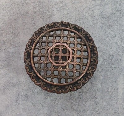 Antigua perilla de cajón victoriana de latón 1 3/4" dorado cobre negro floral Inglaterra Foto 1 de 2