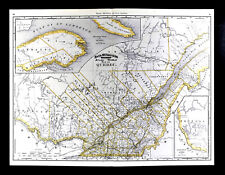 1892 Rand McNally Railroad Map Quebec Canada Montreal Ottawa St. Lawrence 21x27"