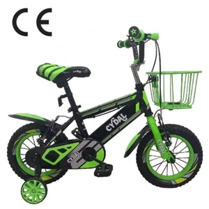 12inch Kids Bike Boys Neon Green Bicycle Children Cycling Basket and Stablizer - Picture 1 of 12