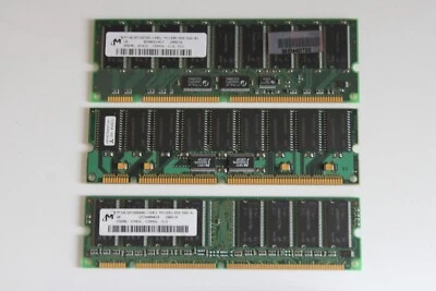 3 pezzi 256MB Micron MT16LSDT3264AG-133E1 PC133 133MHz 168-Pin SDRAM - Immagine 1 di 4