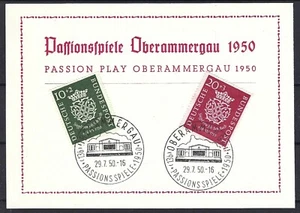Alemania Mi 121-122 en tarjeta especial Passionspiele Oberammergau 1950 (R-12-AB/59 - Imagen 1 de 1