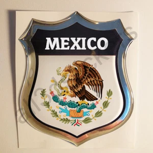 Sticker Mexico Emblem Coat of Arms Shield 3D Resin Domed Gel Vinyl Decal Car - Picture 1 of 1
