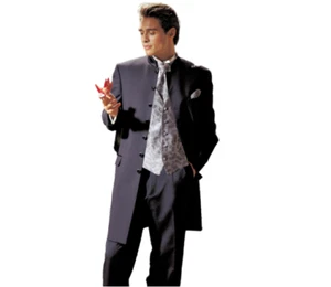 Boys Long Black Mandarin Chinese Nehru Collar Tuxedo Frock Duster Coat TUXXMAN - Picture 1 of 4