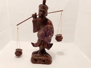 Geschnitzter Fischer aus Holz, 10-1/2 Zoll - Bild 1 von 5