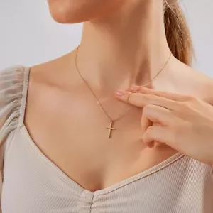 Cross Necklace for Women Dainty Gold Necklace 18K Gold Plated Cross Pen... - Picture 1 of 7