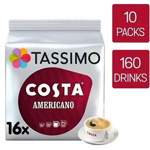 Tassimo Costa Americano Coffee Pods T Discs 10 Packs (160 Drinks) - Picture 1 of 10