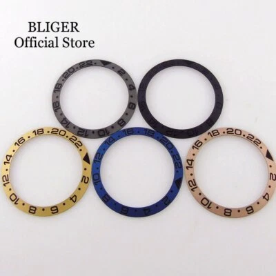 BLIGER Aluminum Alloy Slope 38mm*30.6mm Black Blue Watch Bezel Insert 24 Hours - Image 1 of 4