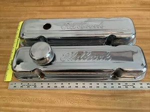 Edelbrock Signature Series Pontiac ? Valve Covers Used Chrome Set & Breather ! - Picture 1 of 12