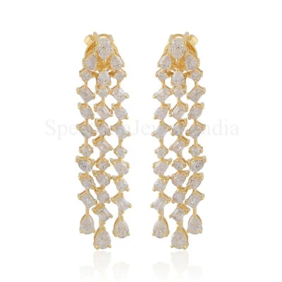 Lab Grown CVD Diamond Layer Chandelier Earrings 18k Yellow Solid Gold 5.76 Ct. - Image 1 of 4