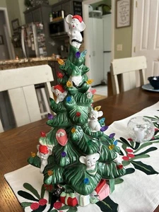 Albero in ceramica topo di Natale 16,5" stampo Kimple 1987 vintage con base e lampadine - Foto 1 di 24