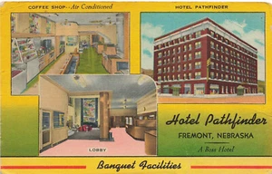 FREMONT NE NEBRASKA HOTEL PATHFINDER VINTAGE LINEN POSTCARD 1949 091223 S - Picture 1 of 2