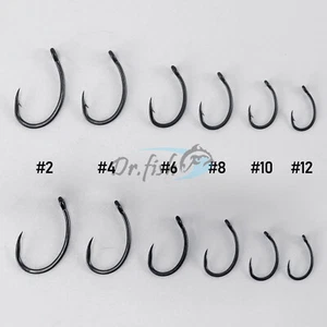Ganchos de pesca de carpa 50/60 un. ganchos de caña curva de púas/sin púas para plataformas de cabello - Imagen 1 de 8