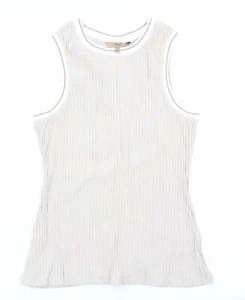 NEXT Womens Beige Cotton Blend Vest Jumper Size 16 - Subtle glitter - Picture 1 of 12