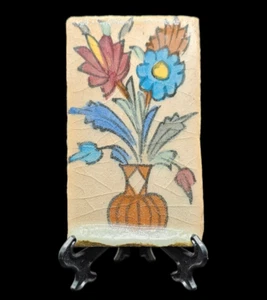 Antique Persian Ceramic Pottery Tile Handmade Arminian Artist Flower Design - Picture 1 of 3